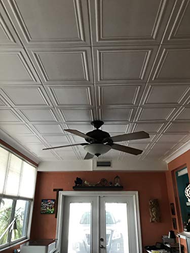 A la Maison Ceilings R24 Line Art Foam Glue-up Ceiling Tile (256 sq. ft./Case), Pack of 96, Plain White