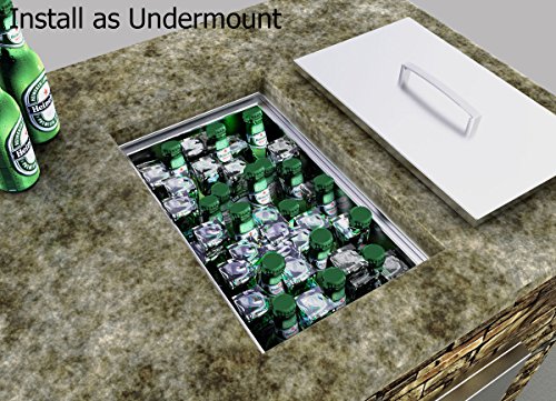 SUNSTONE B-IC14 Over/Under Height Single Basin Insulated Wall Ice Chest with Cover, 14