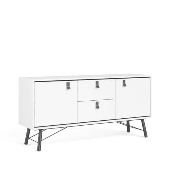 Ry White Matte/Black 2 Door, 2 Drawer Sideboard