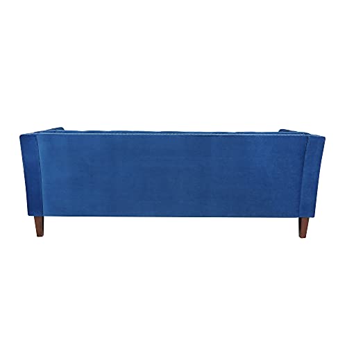 ONCIN Furniture Modern Velvet Upholstered Sofa Loveseat with Wooden Leg for Living RoomBed RoomOffice, Blue, 77.5 Velvet Sofa