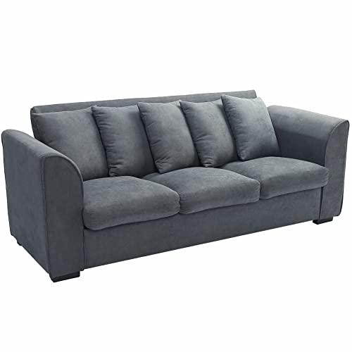 Sectional Sofa Set of 3 Comfortable Couches for Living Room Office Bedroom Mid Century Modern 3 Piece Home Furniture Soft Loveseat for Apartment Small Spaces (Dark Grey, Sofa)