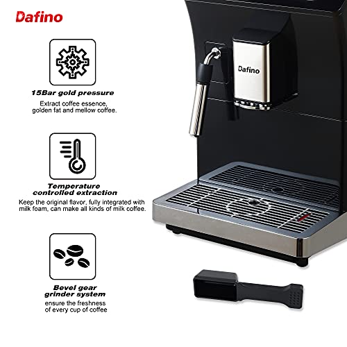 Dafino-205 Super-automatic Espresso Coffee Machine with an Adjustable Grinder, Double Boiler, Milk Frothermaker for Brewing espresso, Americano, Long Coffee.
