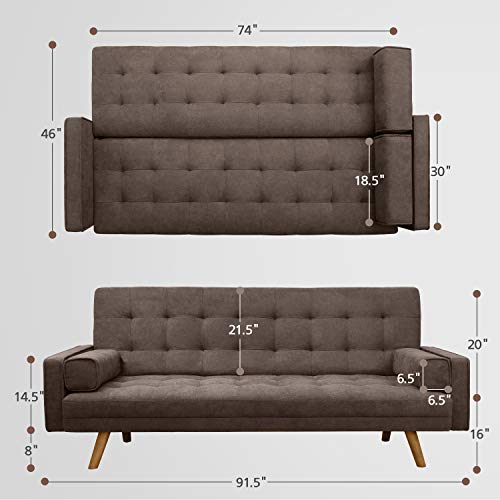 Homall Tufted Sofa Bed Sofabed, Brown