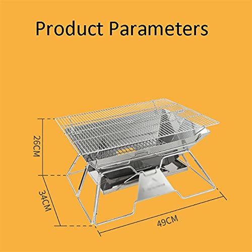 QIAOLI Outdoor Home Barbecue Grill Rack 304 Stainless Steel Portable Oven Folding Grill Stove Charcoal Stove Wood Stove for Picnic (Size : 4926cm)