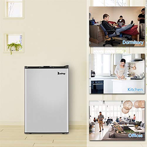 3.0 Cu. ft Small Stainless Steel Upright Freezer Kitchen Appliances Compact Freezer with Reversible Door Adjustable Thermostat for Home Office, Black