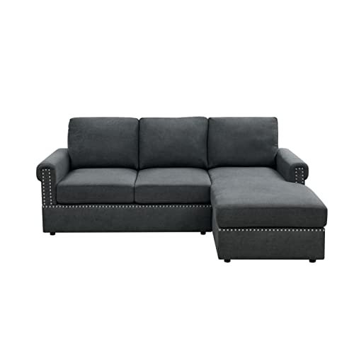 Oadeer Home Modern 83'' Wide L Shaped Modular Sofa with Chaise Sectional, Dark Gray