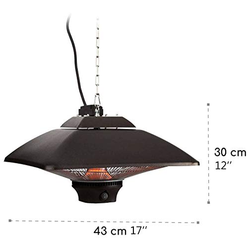 Electric Patio Heater with Remote Control, Outdoor Ceiling Mounted Infrared Heater 2100W Space Heaters for Porch Indoor Garage-Black