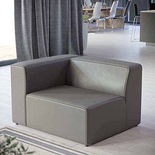 Modway Mingle Vegan Leather Sectional Sofa Left-Arm Chair, Gray