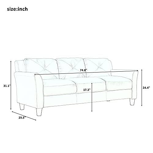 Harper & Bright Designs 3-Piece Living Room Sectional Sofa Set Modern Style Button Tufted Upholstered Chair Loveseat Sofa Set Sectional Couch, Grey