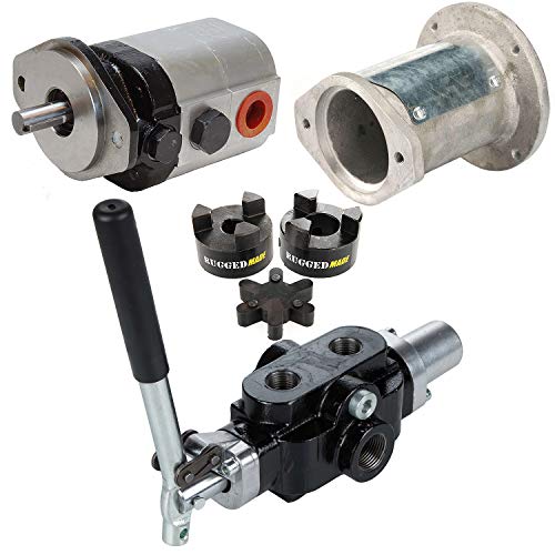 RuggedMade Log Splitter Hydraulic Parts Build Kit, 28 GPM 2 Stage Pump, Mounting Bracket, Jaw Coupling, Auto Return Detent Valve, 30 GPM Flow Rate, 1/2