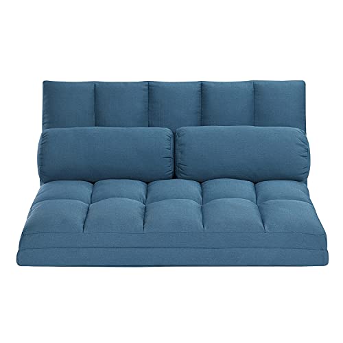 AC Pacific Trifold Foam Folding Mattress Bed with Pillows, Foldable Sofa Sleeper, Blue