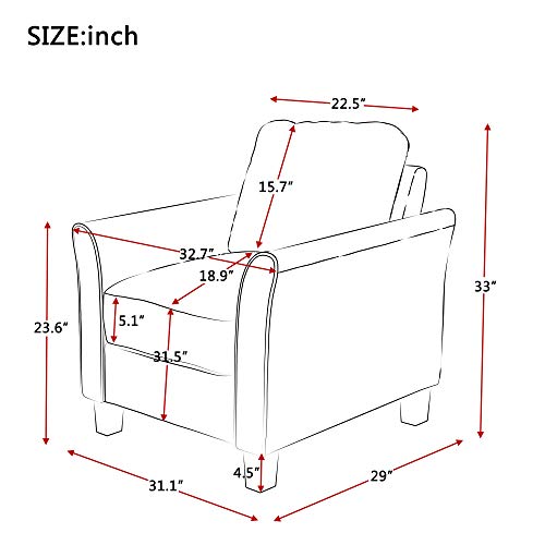 Harper & Bright Designs Living Room Set 3 Pcs Sofa Set Armchair Loveseat and Couch (Grey, Chair&Loveseat Chair&3-Seat Sofa)