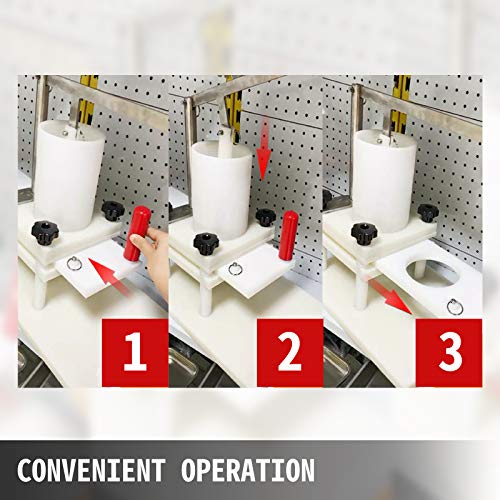 VBENLEM Commercial Burger Patty Maker Dia 55mm/2.15inch and 130mm/5inch Hamburger Press Machine PE Material with Tabletop Fixed Desig, 5inch, White