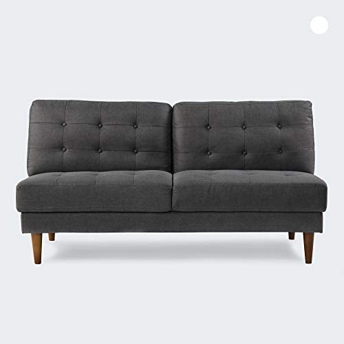 Mellow JULES Modern Armless Loveseat/Sofa/Couch, Dark Grey