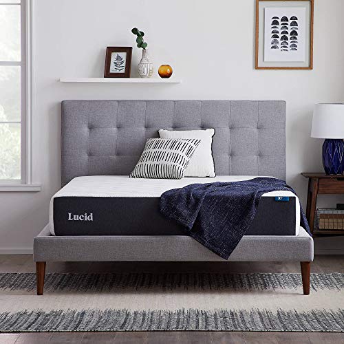 LUCID 10 Inch Memory Foam Firm Feel – Gel Infusion – Hypoallergenic Bamboo Charcoal – Breathable Cover Bed Mattress Conventional, Queen
