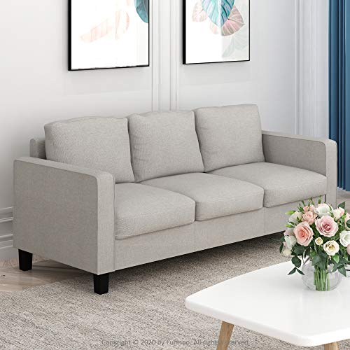 FURINNO Bayonne Modern Upholstered 3-Seater Sofas, Fog
