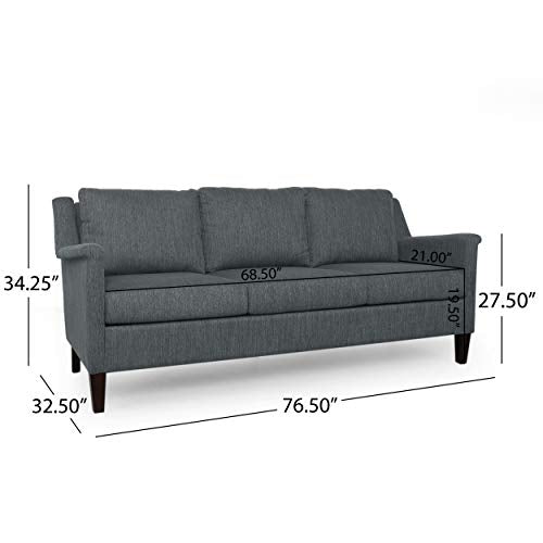 Christopher Knight Home Dupont 3 Seater Sofa, Charcoal + Espresso