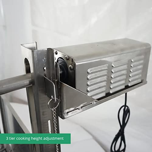 TITAN GREAT OUTDOORS 25W Stainless Steel Rotisserie Grill, Rated 125 LB, Windscreen, BBQ Spit Roaster