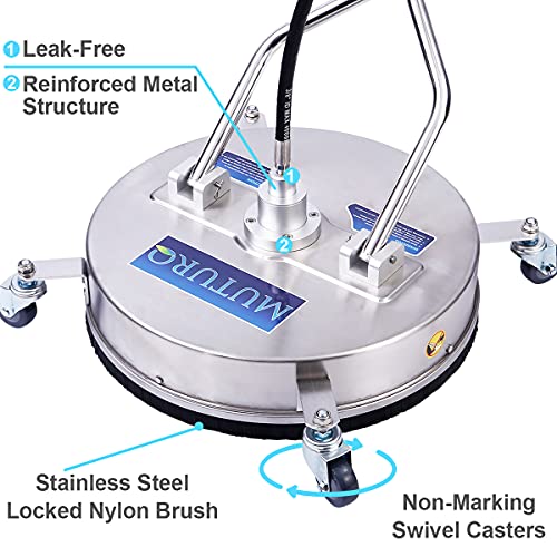 MUTURQ 21 Inch Pressure Washer Surface Cleaner, Commercial Stainless Steel House & Wand, Fit Max 4500 PSI Gas Power Washer