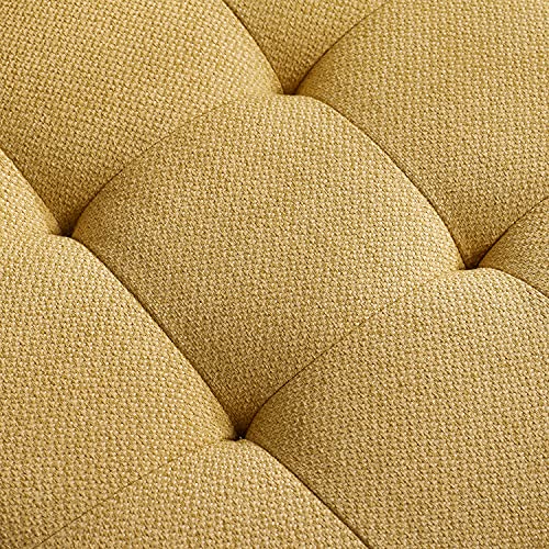 Volans Sectional Sofa, Mid Century Modern Fabric Upholstered Square Modular Sectional Sofa Couch with Two Removable Non-Slip Pillows, Living Room Sofa Set, Yellow（1 PCS）