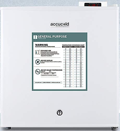 Summit Appliance FS24LGP Compact All-freezer for General Purpose Use, Manual Defrost, Lock, Adjustable Thermostat, Healthcare Freezer, Removable shelf, Digital Thermostat, Flat Door Liner