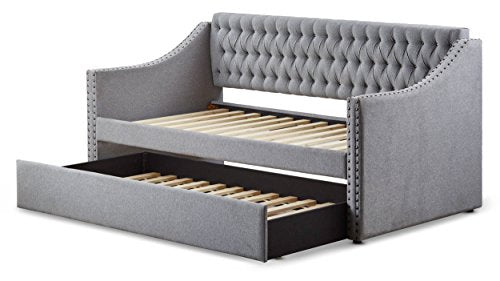 Homelegance Tulney Fabric Upholstered Daybed with Trundle, Twin, Gray