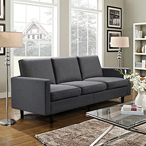 Yaheetech Sofa for Living Room 3-Seater Sofa Couch with Tufted Back Cushion, Linen Fabric Upholstered Couch 78.5’’ W Contemporary Mid-Century Sofa Gray