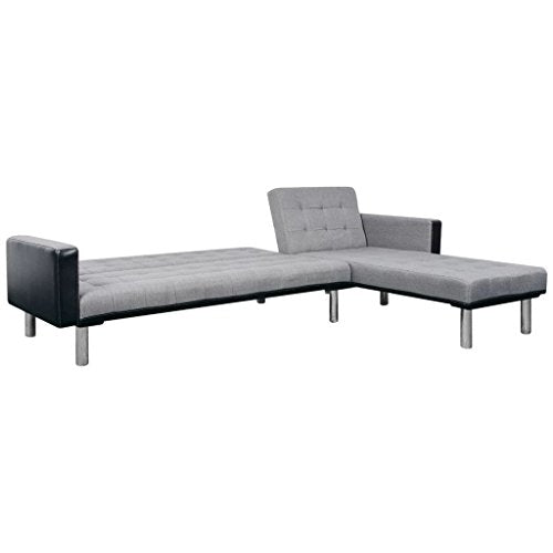 INLIFE L-Shaped Sofa Bed Fabric Black and Gray-39.95KG