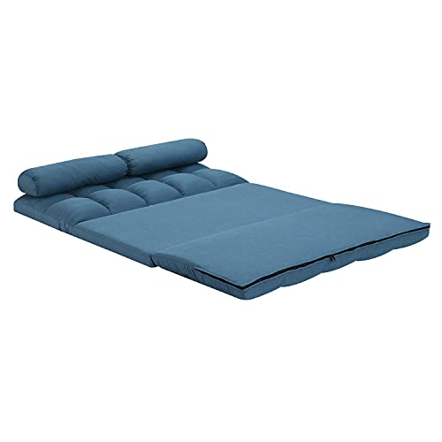 AC Pacific Trifold Foam Folding Mattress Bed with Pillows, Foldable Sofa Sleeper, Blue