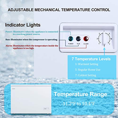 Galanz GLF10CWED01 Manual Defrost Chest Freezer, Mechanical Temperature Control, 10.0 Cu.Ft, White