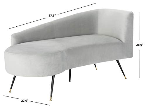 Safavieh Home Evangeline Glam Grey Velvet and Black Parisian Settee Loveseat
