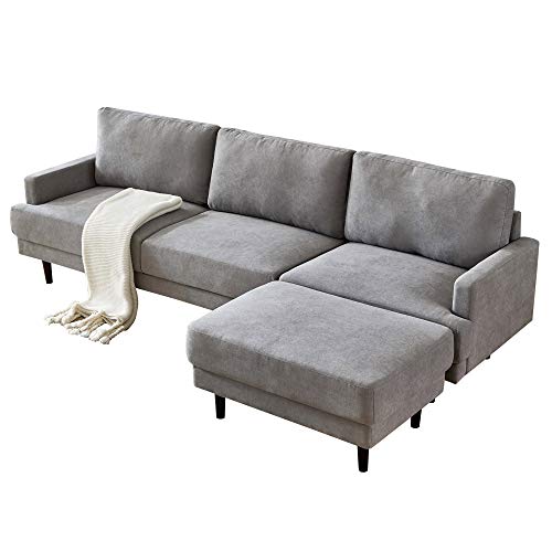 Familymill L-Shaped Convertible Sectional Sofa Couch, Comfortable & Elegant 104'' x 55.8'' x 33'' Gray