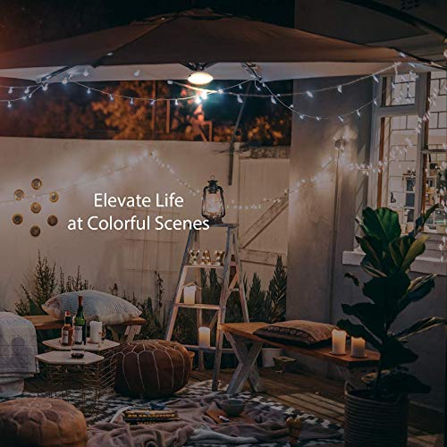 wikiwiki 10 FT Aluminum Cantilever Patio Umbrella (Wood) with Wikiwiki Umbrella Light 8 Colorful Modes 3 Brightness LED Light for Outdoor Patio Umbrella