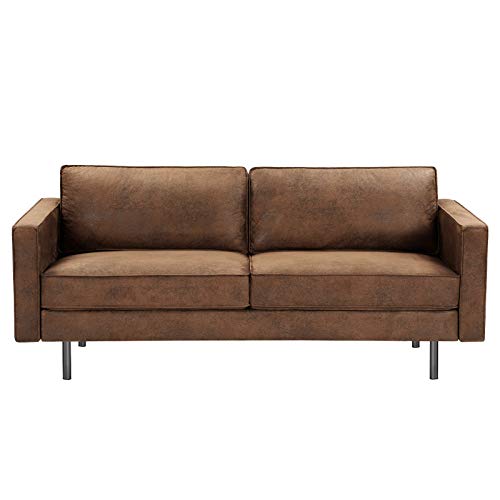 VASAGLE Sofa, Couch for Living Room, Synthetic Suede Fabric, for Apartment, 76 x 31.9 x 33.1 Inches, Brown