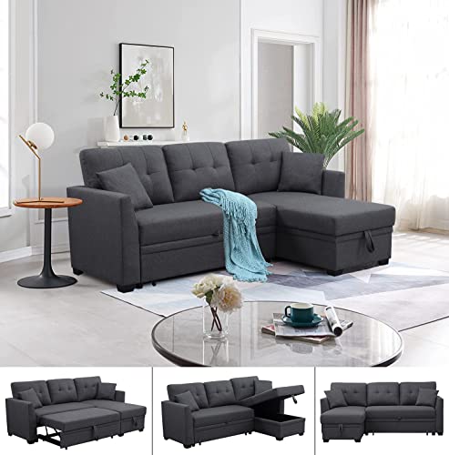 Reversible Sectional Sleeper Sofa with Pull Out Couch Sofa Bed & Storage Chaise Lounge, L-Shaped Sleeper Sofa for Living Room Furniture Set