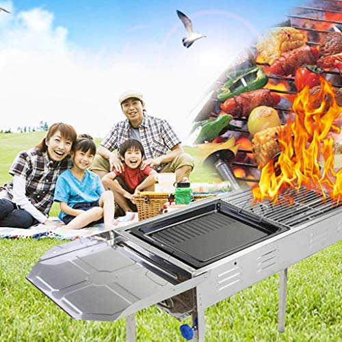 Barbecue Grill Charcoal BBQ Grill,Stainless Steel Portable Charcoal Grill Folding BBQ Camping Grill Smoker for Outdoor Cooking Camping Hiking Picnics Barbecue Shelves