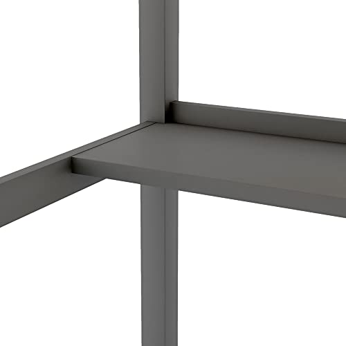 Loft Bed with Desk, Full Size Loft Beds with Storage Shelves, Wood Loft Bed Frame with Full-Length Guardrail and Ladder for Boys Girls Kids Teens Adults, No Box Spring Needed, Grey