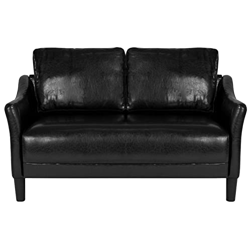 Flash Furniture Asti Upholstered Loveseat in Black LeatherSoft