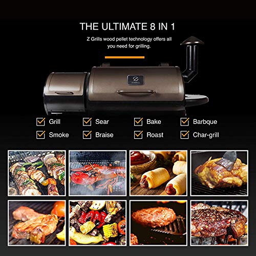Z GRILLS Wood Pellet Grills Smoker 7- in -1 Digital Controls Smart Grill Outdoors BBQ Grill, 450 Square Inches-ZPG-450A