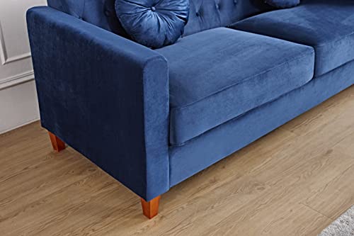 US Pride Furniture Velvet Tight Back Sofas, Dark Blue