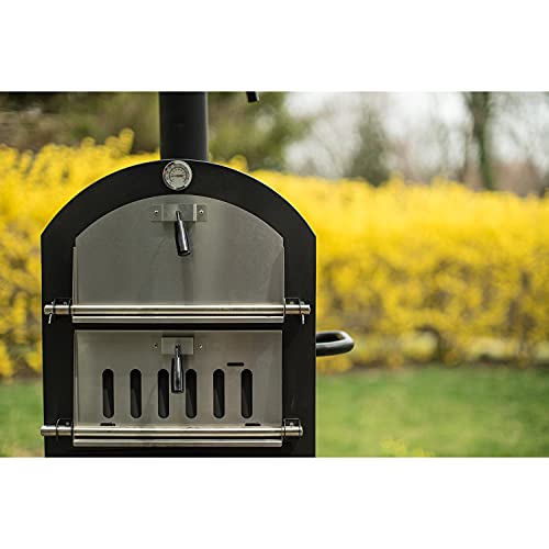 Harbor Gardens KUK002B Monterey Pizza Oven with Stone, Stainless/Enamel Coated Steel,51.25