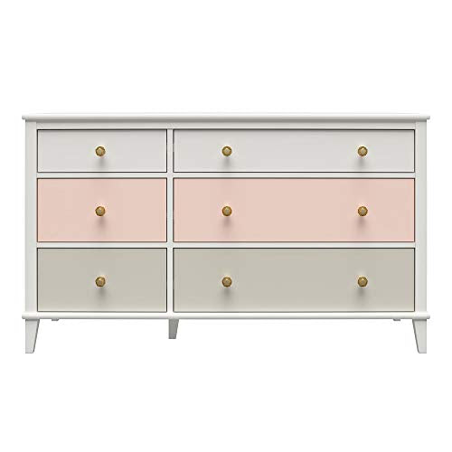 Little Seeds Monarch Hill Poppy White 6, Peach and Taupe Drawers Dresser, Pink