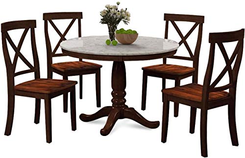 Harper & Bright Designs Dining Table Set - 5 Piece Round Dining Set with 4 Chairs Wood Dining Table Set