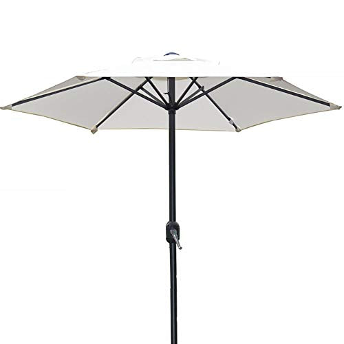 6 Feet Patio Umbrella Outdoor Table Umbrella with 6 Sturdy Ribs, Perfect for Patio/Garden/Yard/Pool, Crank Design (Color : White)