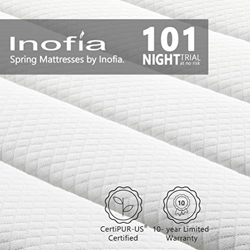 Inofia King Mattress, 10 Inch Hybrid Innerspring King Mattress in a Box, Cool Bed with Breathable Soft Knitted Fabric Cover