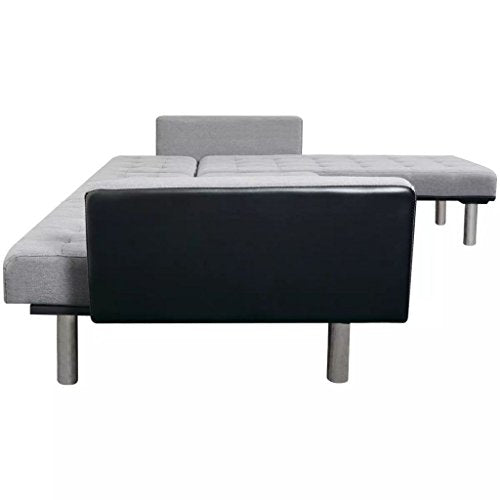 Sectionals Sofas for Living Room,Leather Faux Modern Couch,L Shaped Sofa Bed Artificial Leather Black and Gray for Hotel
