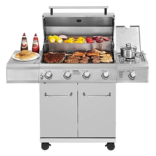Monument Grills 25392 4-Burner Propane Gas Grill in Stainless Steel with LED Controls & Side Burner
