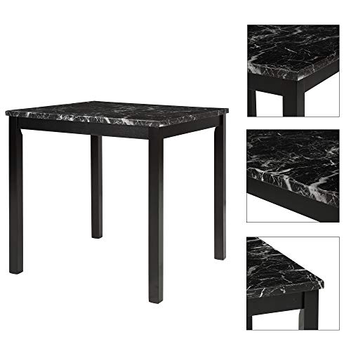 Harper & Bright Designs 5-Piece Kitchen Table Set Faux Marble Top Counter Height Dining Table Set with 4 Black Leather-Upholstered Chairs, Black (35