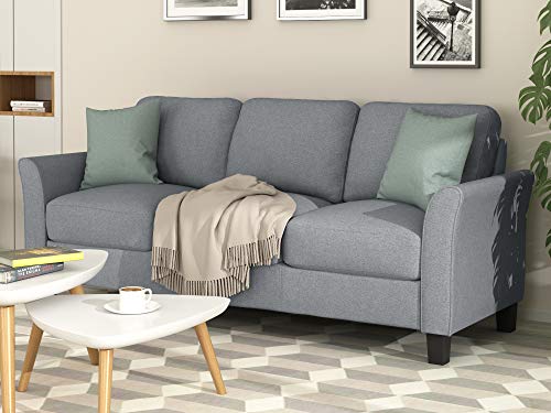 Sofa and Loveseat Set,JULYFOX 2 Piece Living Room Furniture Set Tufted Linen Fabric 3 Seater Couch and 2 Seater Loveseat Set-Gray