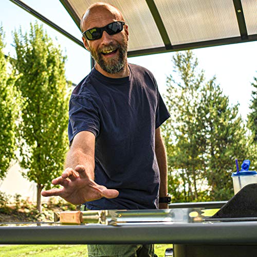 ALEKO GZBHTG01 Steel Hard Top BBQ Gazebo Grill Shelter Canopy with Serving Tables 8 x 5 x 8 Feet Brown